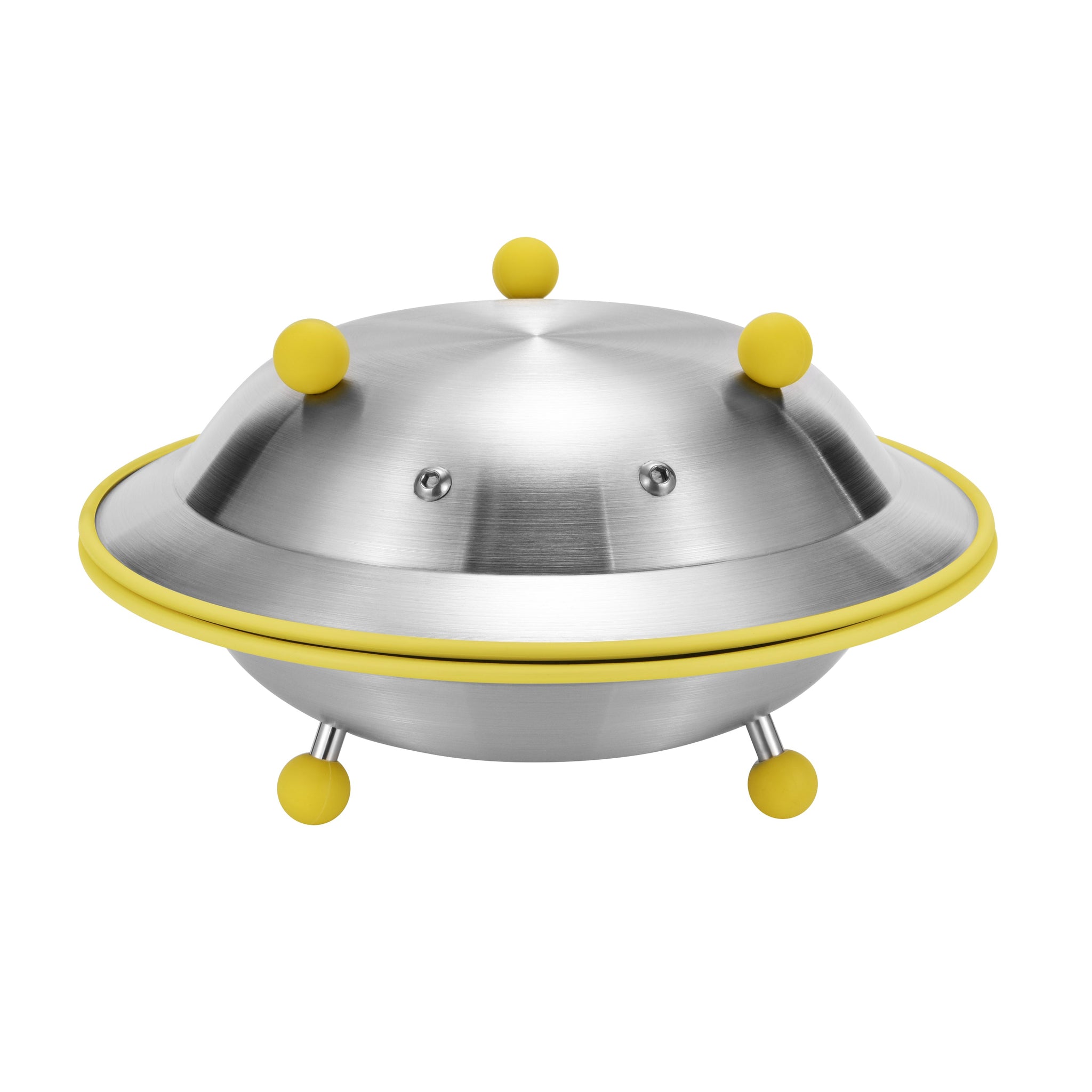 TaTa large stainless steel plate set with playful design by Palform